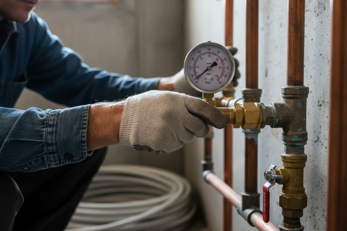 Pressure testing a repaired line during Water Line Repair in Dobbins